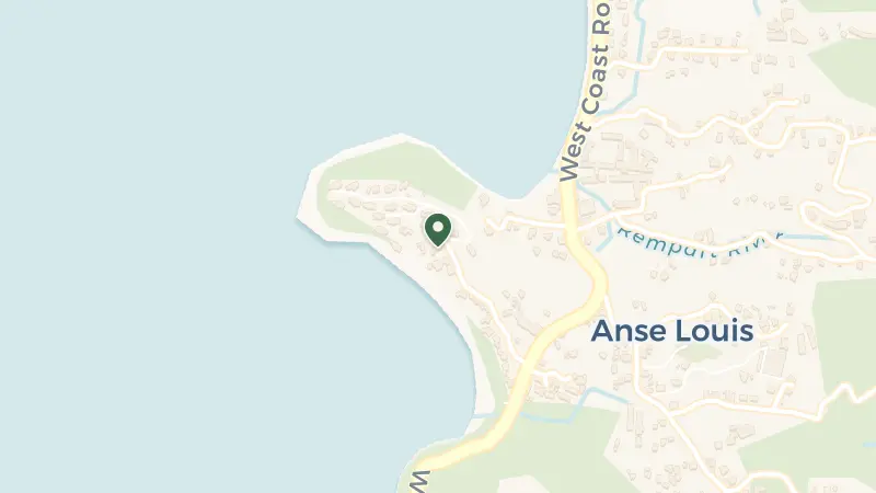 Map of West Coast Road, Anse Louis, Seychelles