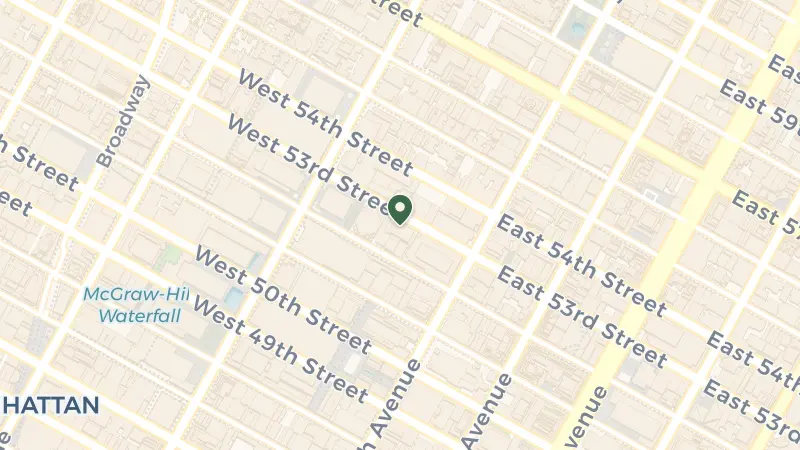 Map of 28 W 53rd St, New York, NY 10019, USA