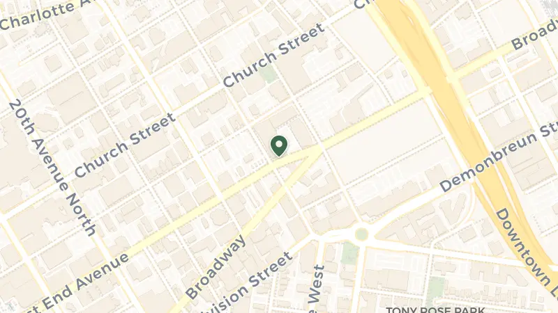 Map of 1620 West End Ave, Nashville, TN 37203, USA