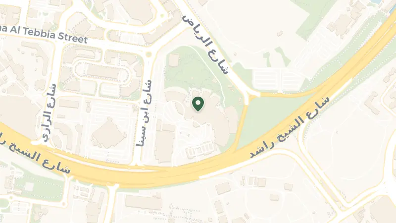 Map of Riyadh Street - شارع الشيخ راشد - أم هرير الثانية - Dubai Healthcare City - دبي - United Arab Emirates