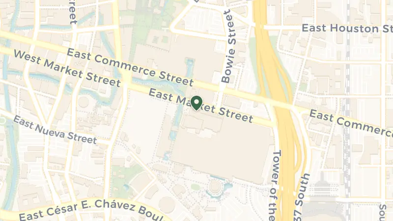 Map of 600 E Market St, San Antonio, TX 78205, USA