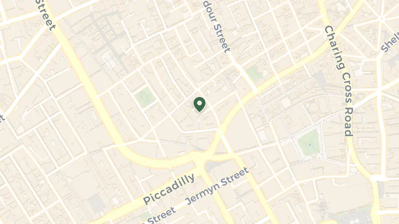 Map of 1 Ham Yard, London W1D 7DT, UK