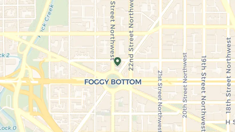 Map of 1 Washington Cir NW, Washington, DC 20037, USA