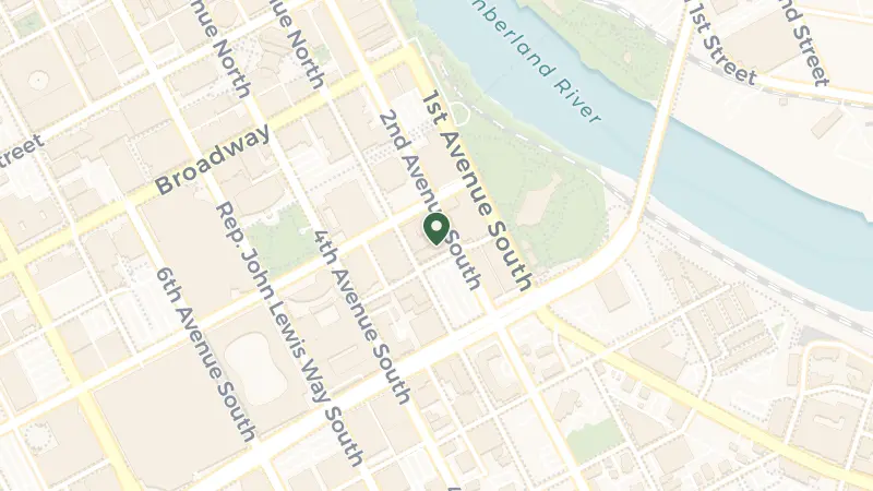 Map of 210 Molloy St, Nashville, TN 37201, USA