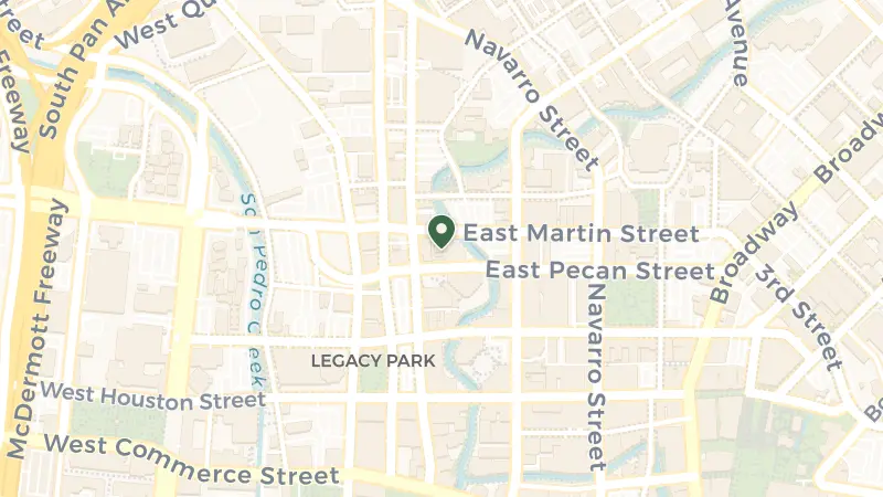 Map of 111 E Pecan St, San Antonio, TX 78205, USA