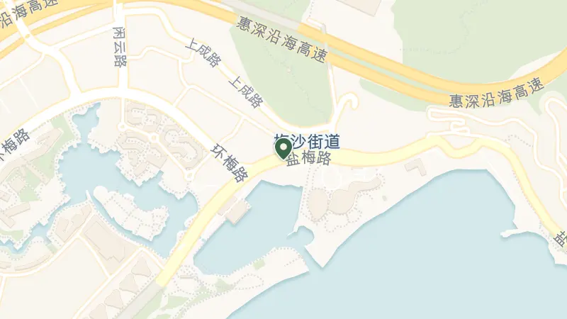 Map of China, Guang Dong Sheng, Shen Zhen Shi, Yan Tian Qu, 盐葵路9号 邮政编码: 518083