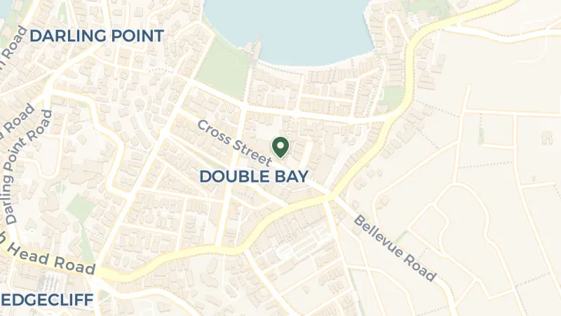 Map of 33 Cross St, Double Bay NSW 2028, Australia