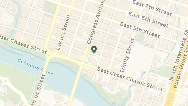 Map of 110 E 2nd St, Austin, TX 78701, USA