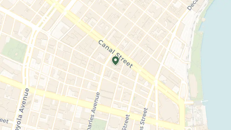 Map of 614 Canal Street, Driveway Entrance on, 611 Common St, New Orleans, LA 70130, USA