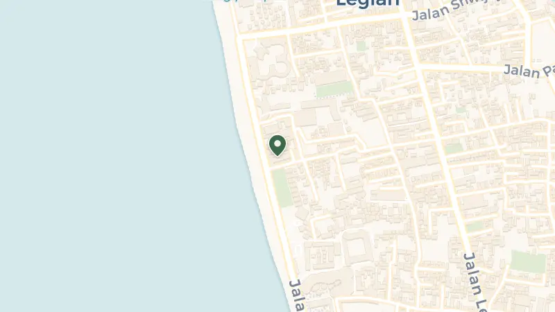 Map of Jl. Pantai Kuta No.32, Legian, Kec. Kuta, Kabupaten Badung, Bali 80361, Indonesia