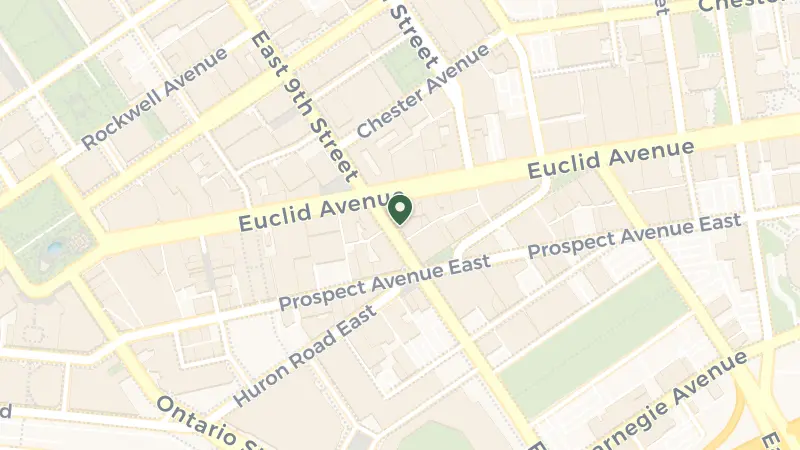 Map of 2017 E 9th St, Cleveland, OH 44115, USA