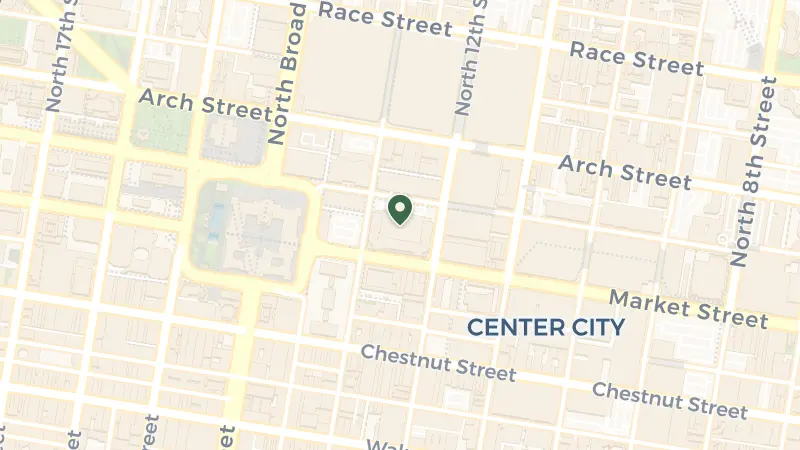 Map of 1201 Market Street, guest entrance at, 1200 Filbert St, Philadelphia, PA 19107, USA