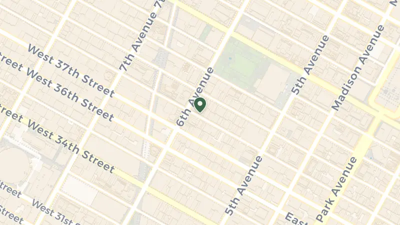 Map of 63 W 38th St, New York, NY 10018, USA