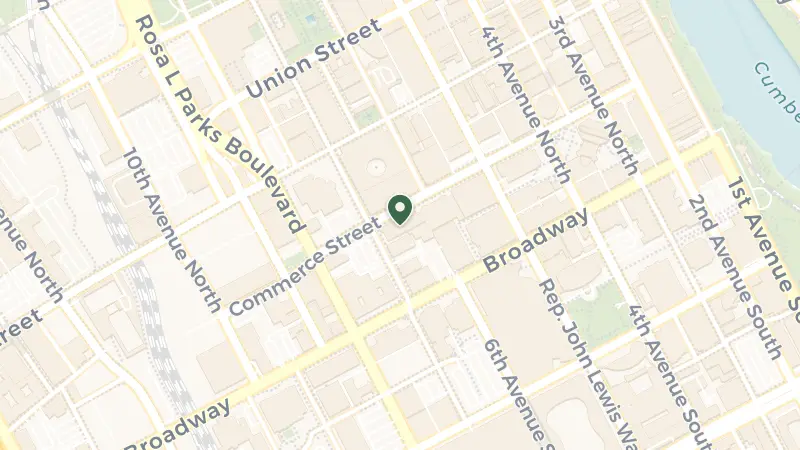 Map of 611 Commerce St, Nashville, TN 37203, USA
