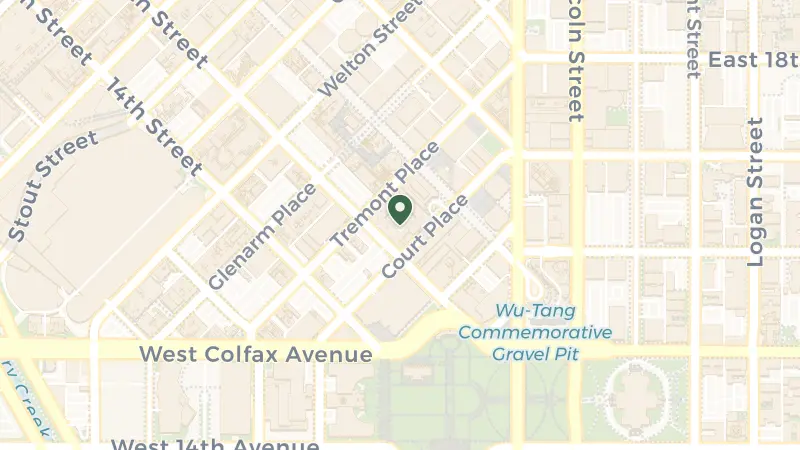 Map of 1550 Court Pl, Denver, CO 80202, USA