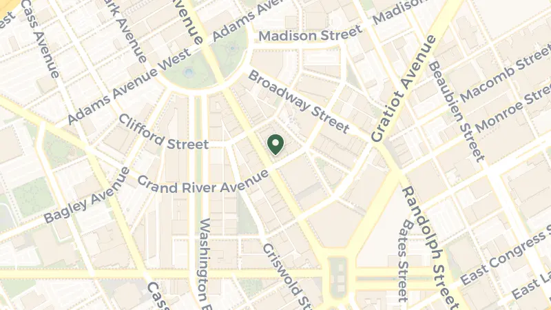 Map of 1400 Woodward Ave, Detroit, MI 48226, USA