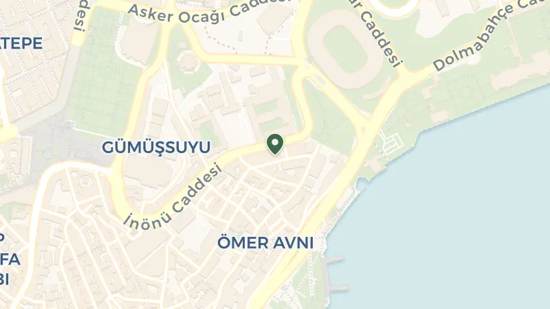 Map of Omer Avni Mah Inonu Caddesi, Gümüşsuyu, Taksim No:42, 34437 Beyoğlu/İstanbul, Türkiye