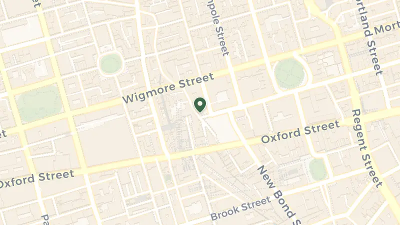 Map of 30 Marylebone Ln, London W1U 2DR, UK
