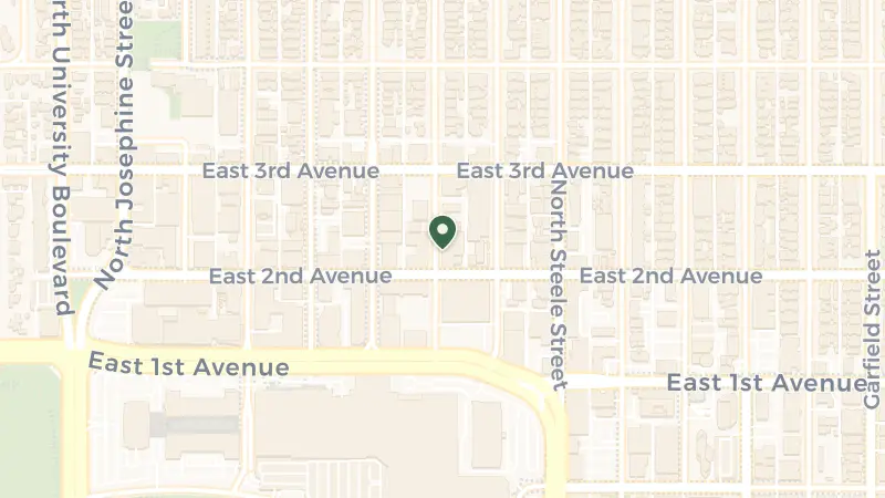 Map of 222 Milwaukee St, Denver, CO 80206, USA
