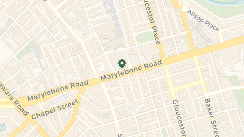 Map of 222 Marylebone Rd, London NW1 6JQ, UK