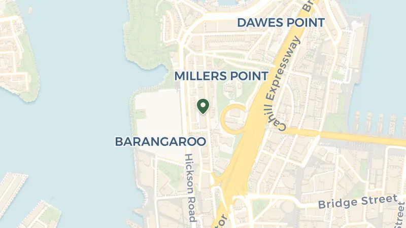 Map of 89-113 Kent St, Millers Point NSW 2000, Australia