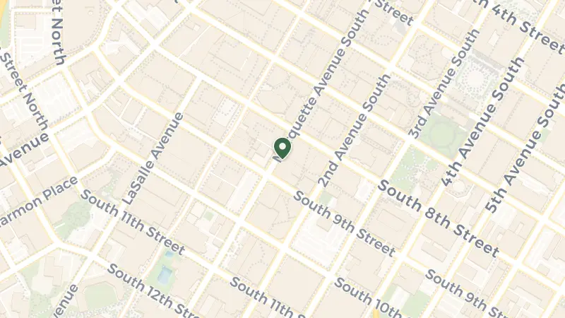 Map of 821 S Marquette Ave, Minneapolis, MN 55402, USA